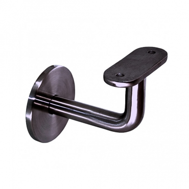Leuninghouder - 74mm - RVS 316 - Geborsteld zwart - Vlakzadel - Stokeind