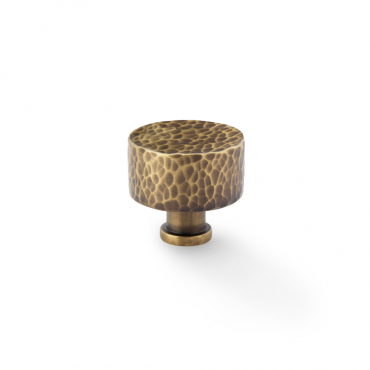 Meubelknop Hammered 'Leila' - Antiek messing - Ø35mm - Hoogte 28mm - AW816-35-AB