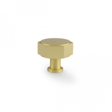 Meubelknop Hex 'Vesper' - Mat messing - Ø40mm - Hoogte 35mm - AW828-40-SB
