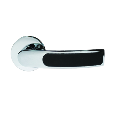 Deurkruk Taranto rond Ø48mm Lengte 124mm Chroom met zwarte grip-inleg