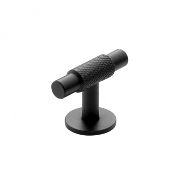 T-knop met ruitstructuur - Ø14mm - 39x54mm - Mat zwart