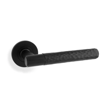 Deurkruk Hammered 'Spitfire' - Mat zwart - Rond rozet Ø50mm