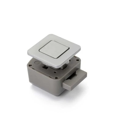 Drukknop-set R-Evolution Vierkant - Mat chroom - Buitenwerks 38x38mm - Plaatdikte: 10,5-19,5mm