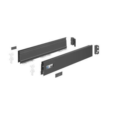 Hettich InnoTech Atira zijwanden set - Zijwandhoogte 70mm - Nominale lengte 470mm - Antraciet