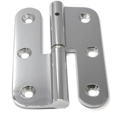 Paumelle ronde hoek 90x63mm Rechts Messing gepolijst chroom